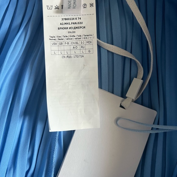 NWT Max Mara Women's CACIO Jersey Trouser Light Blue Pleated Pants Sz L 170/72A - Picture 16 of 16